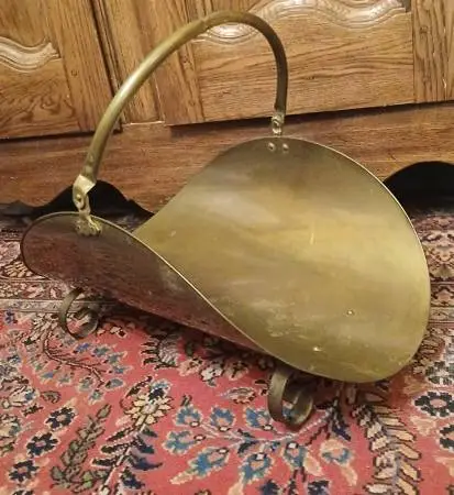 VINTAGE BRASS FIREPLACE LOG HOLDER,MAGAZINE HOLDER,TOWEL HOLDER