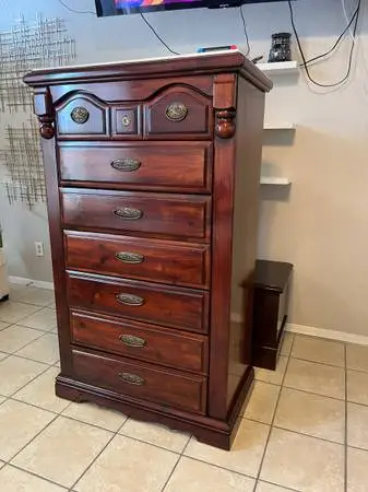 Solid wood, tall dresser, marble top