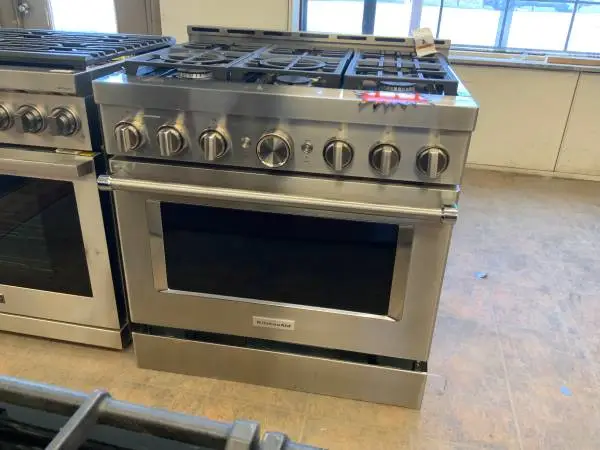 **KITCHENAID STAINLESS 36”, 6 BURNER GAS SLIDE IN STOVE**ON SALE NOW**