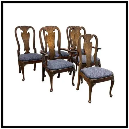 Henredon Vintage Folio Queen Anne Dining Chairs, Set Of Six