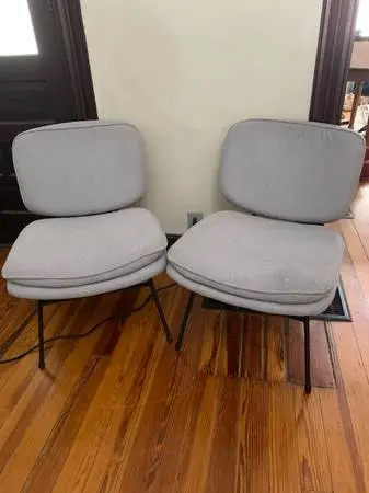 Modern Slipper Accent Lounge Chair Set - Grey