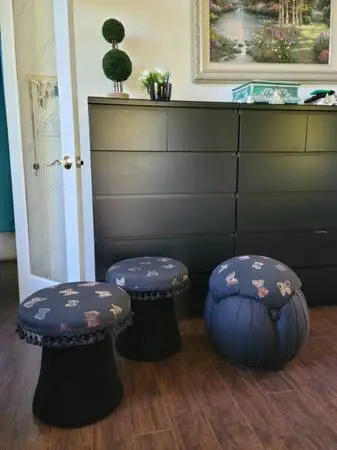 Vintage-Inspired Decorative Stools – Butterfly Embroidery