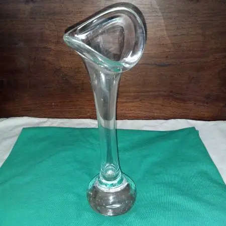 VTG Aseda Glasbruk Sweden Vase, Clear Bullicante Hand Blown Glass