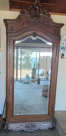 Antique French Style Mirrored Armoire