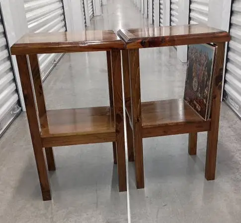 2 wood end tables Built for Albums and speakers