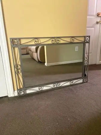 Rectangular Metal Scrollwork Wall Mirror 24x36