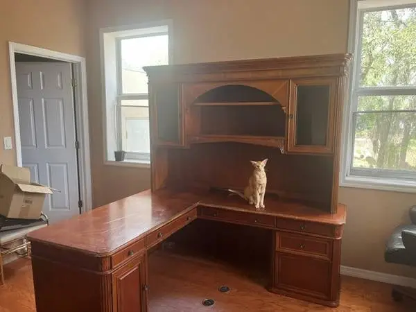 Cherry office Desk, Credenza and Hutch