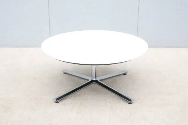 Modern Mario Ruiz Studio TK Bevy Round White Corian Top Coffee Table