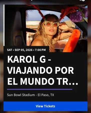 3 Karol G tickets for Saturday