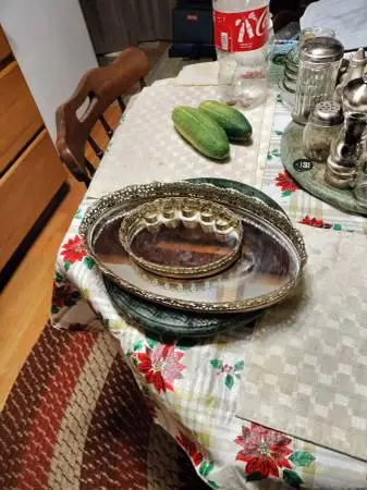 Vintage Victorian mirror lipstick and vanity tray