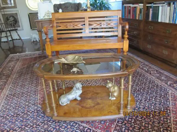 Drexel Et Cetera Rolling Burl Coffee Table/Bar Cart