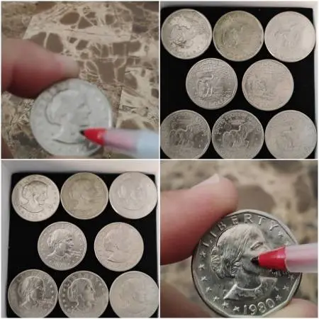 Lot 8 of 1979 P, D & S, 1980 D Susan B. Anthony Dollar w error