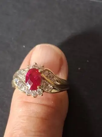 womans Ruby, Diamond, Gold Ring