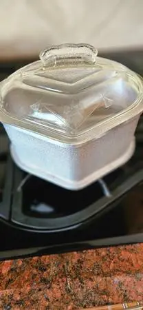 pan with glass lid, cast aluminum, Guardian Ware