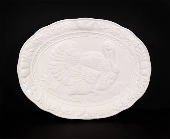 Thanksgiving Embossed Ceramic Turkey Serving Platter