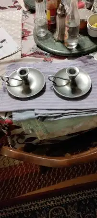 Set of two vintage pewter candlestick holders