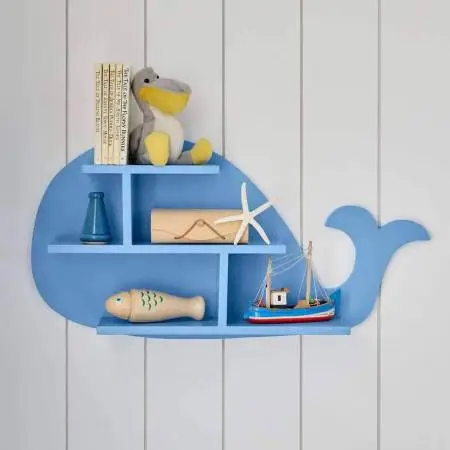 Baby Whale Shelf Blue Wood Boys NEW ret-$108