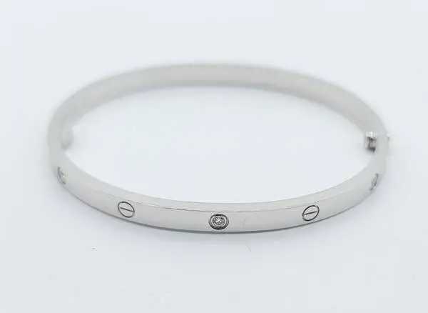 Cartier Love Bracelet Ladies 18K WG 3.6mm 16CM W/ 6 Dia 0.15ct W/ Box