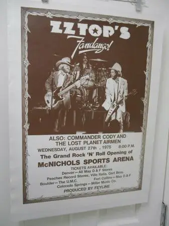 Original 1975 Z Z Top Denver McNichols concert poster