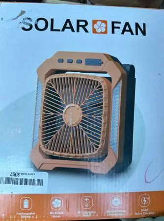 Rechargeable Solar Camping Fan with Led Lantern , brand new in box