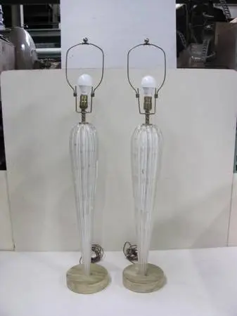 SET OF 2 vintage Mid Century Murano Alfredo Barbini glass bubble lamps