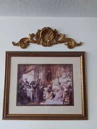 Gold Leaf wood picture Frame Victorian Dinner Party