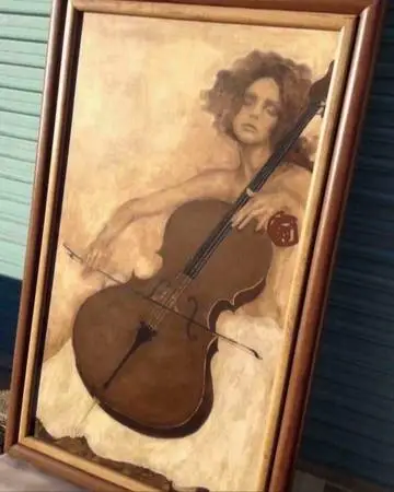 The Cello Player, 2009 -  Gorgeous, Original, large oil painting by well establi