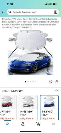 Compact car windshield snow cover