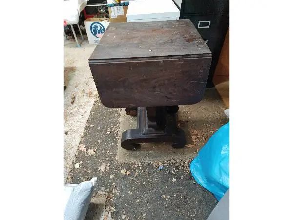 Antique small night stand solid wood with two leafs