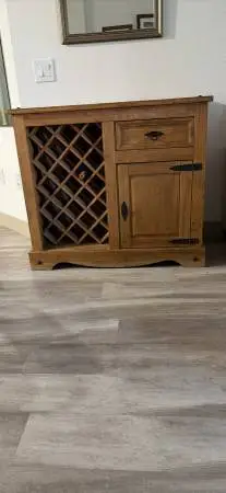 Rustic Pine Wood Wine Cabinet