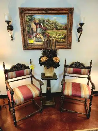 Old World set of 2 Louis XIII Style Chairs-24W-NOW