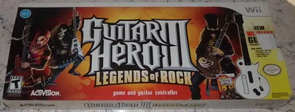 Wii Guitar Hero III Legends of Rock Game Guitar Controller Strap Box