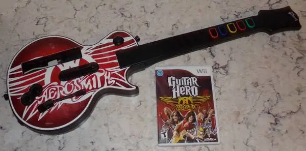 Wii Guitar Hero Aerosmith Game Guitar Controller
