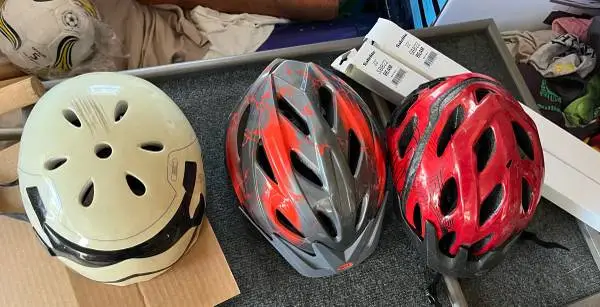 Three bike helmets