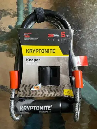 NEW Kryptonite Keeper large heavy duty U bolt bike lock + 4 foot cable