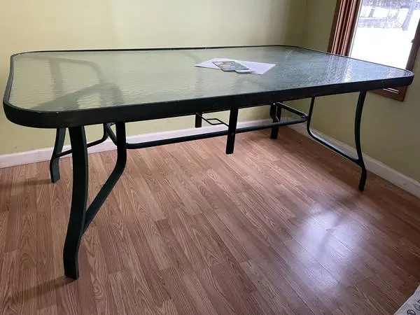 Tempered glass picnic table workbench 72” x 42” with aluminum frame