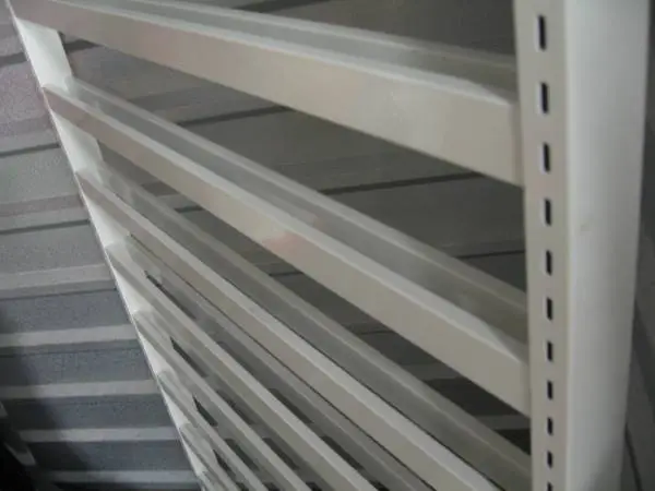 White Heavy Metal Display Rack, Has Stand and Wheels