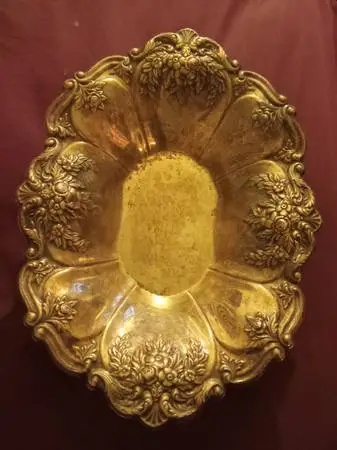 Silver-plated brass serving dish