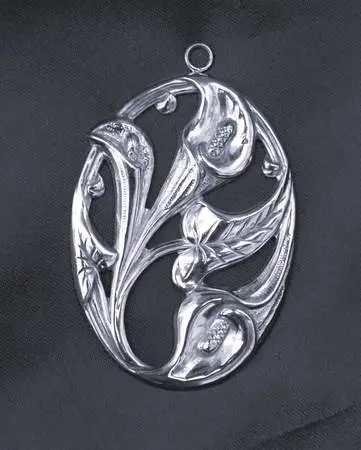 Vintage Danecraft Sterling Silver Calla Lily Oval Brooch