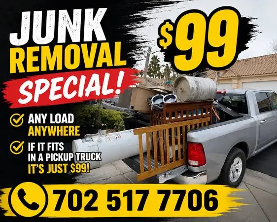 QUICK JUNK REMOVAL 🔥 SMALL LOADS $99 TEXT PICTURE GET PRICE FAST 📞