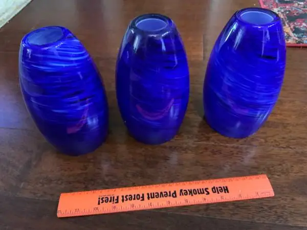 blue glass pendant lamp shade x3