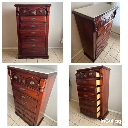 Solid wood, tall dresser, marble top
