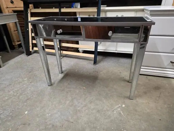Modern Silver / Mirrored 2 Drawer Console Table