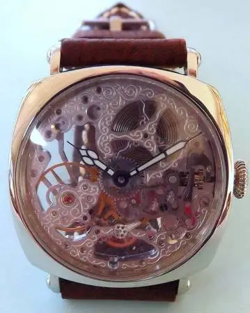 Unitas 6498 Skeleton in Radiomir style case
