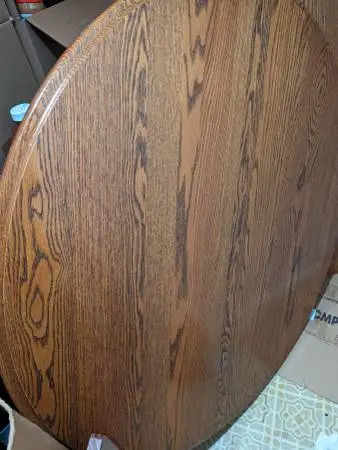 Vintage solid oak dining room table with extension piece, coffechairs