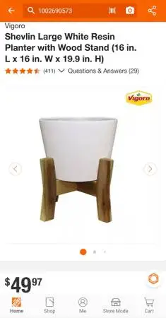 BRAND NEW Vigoro Shevlin Large White Resin Planter 16L x 16W x 19.9H