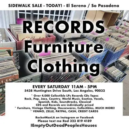 SATURDAY Sept 5th Clearance Sale FURNITURE Records CDs Clothing