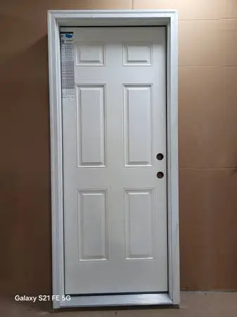 New THERMA-TRU 32W 6-Panel Fiberglass LH Exterior Entry Door