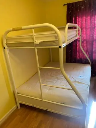 Heavy-Duty Metal Loft Bed Frame with mattresses