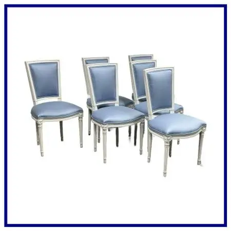 Louis Xvi Style White Washed Dining Side Chairs, Set Of Six